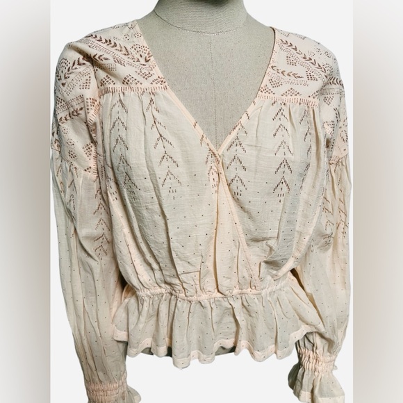 Free People Counting Star Shimmer Peasant Blouse Size Small - Picture 5 of 16
